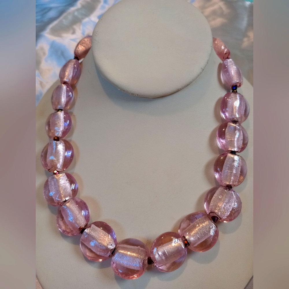Vintage Sterling & Art Glass Necklace